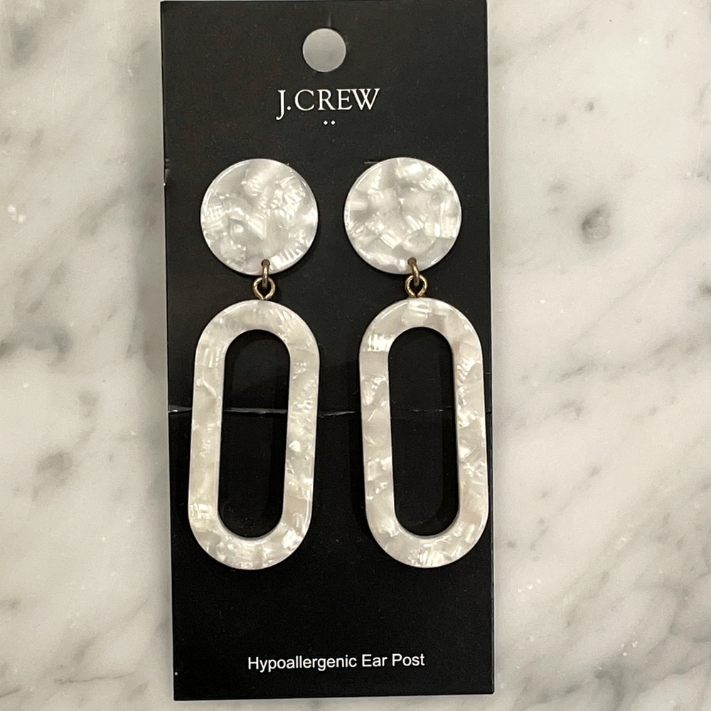 J. Crew white tortoise statement earrings